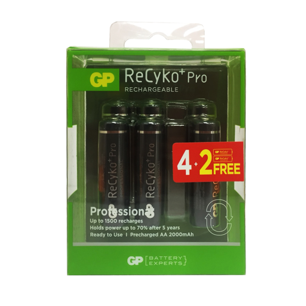 GP ReCyko+ Pro Rechargeable AA 2000mAh (+2 Free) GP ReCyko+ Pro Rechargeable AA 2000mAh (+2 Free)